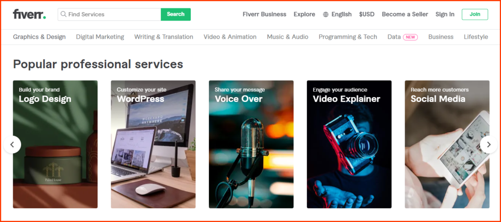 fiverr top categories